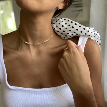 צו’קר פנינים לבנות | Bead Choker Pearl necklace
