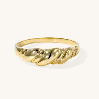 טבעת זהב | Thin Croissant Dome Ring
