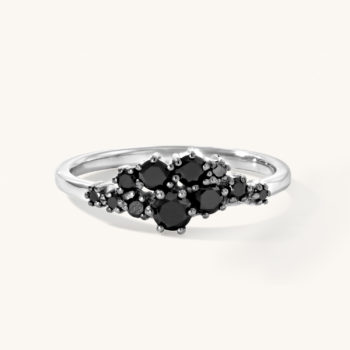 טבעת יהלומים שחורים עם רודיום שחור | תמרה